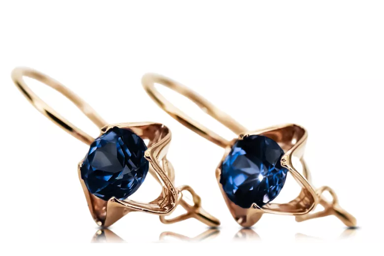 Sapphire Original Vintage 14K Rose Gold Earrings Vintage Jewlery vec142r